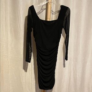 Chic Black Long Sleeve Mini Dress